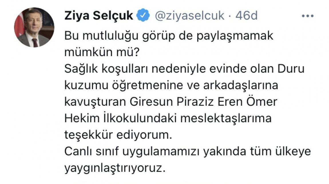 Milli Eğitim Bakanımız Sayın Ziya SELÇUK'un Okulumuz Hakkındaki Sosyal Medya Paylaşımı TRT1, TRT HABER Olmak Üzere Birçok Televizyon Kanalına Konu Oldu. 